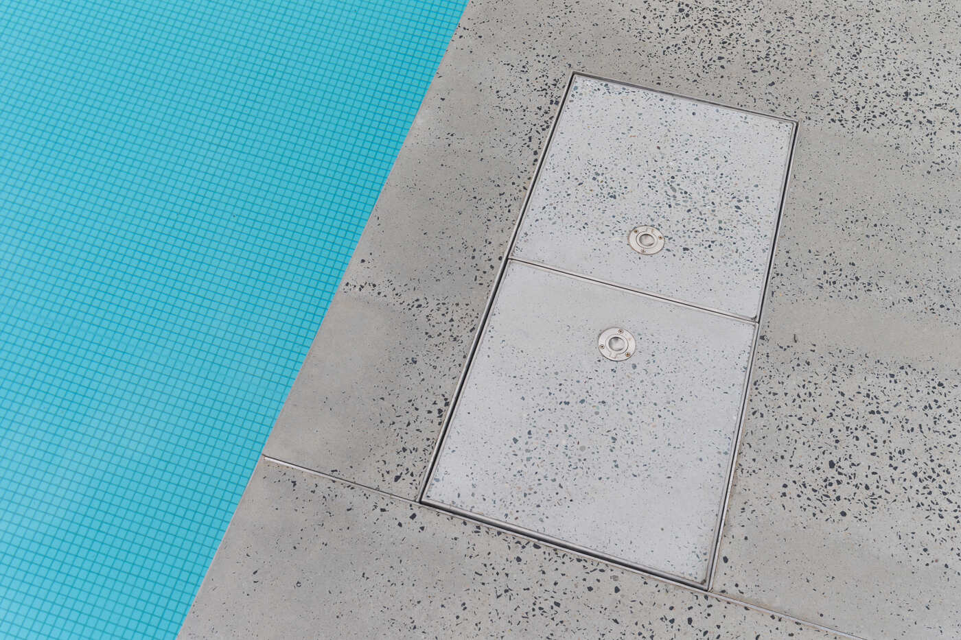 Water surface and stone coping detail, Bauer Residence pool