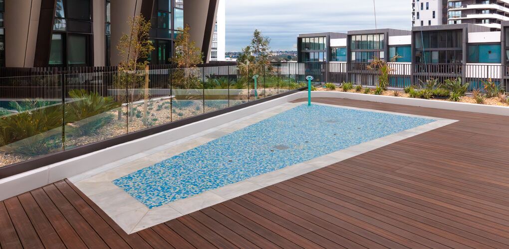 Rhodes Central pool, ground view