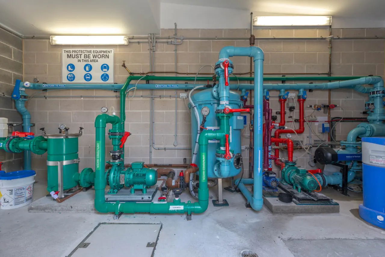 Pool filtration plant room, Cairnsfoot Swim School