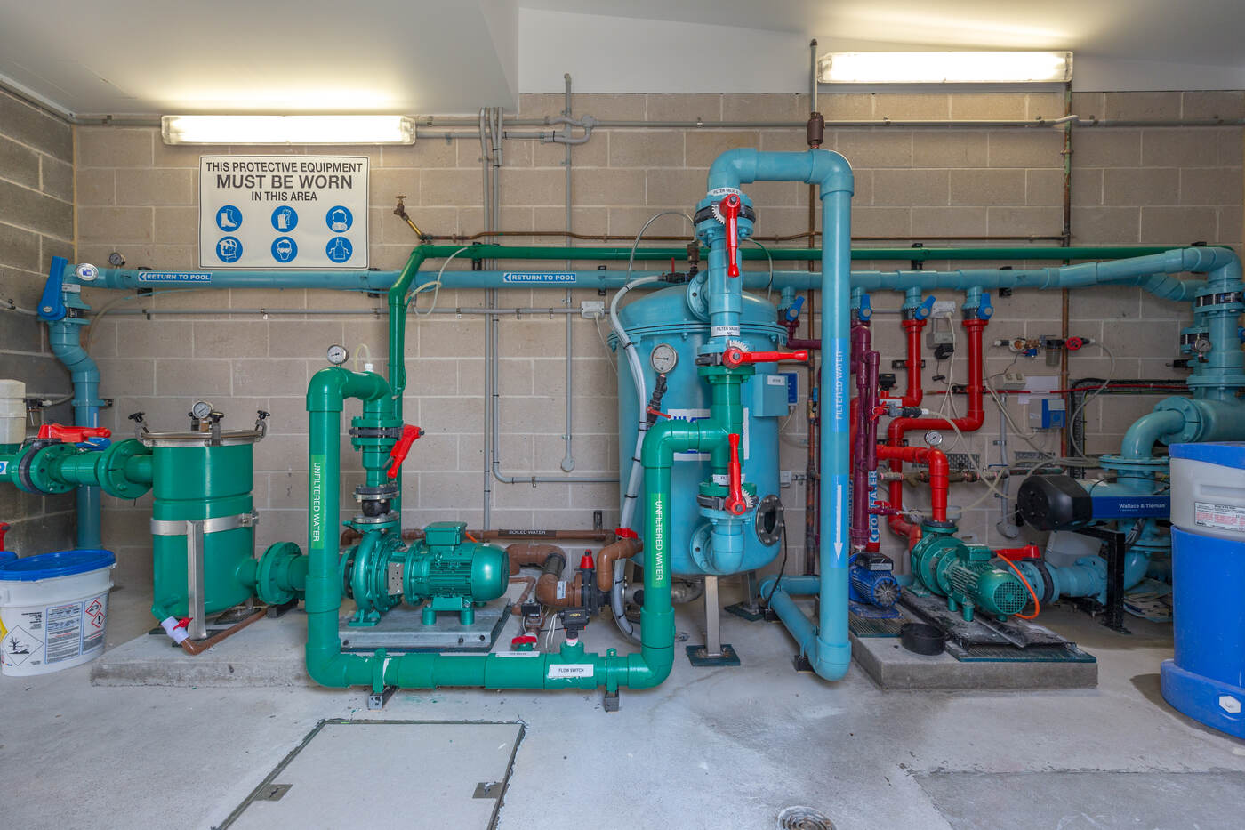 Pool filtration plant room, Cairnsfoot Swim School
