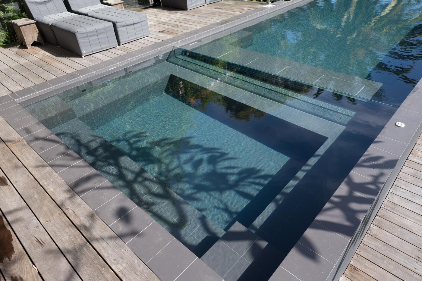 Darling Point pool, dark interior and timber deck