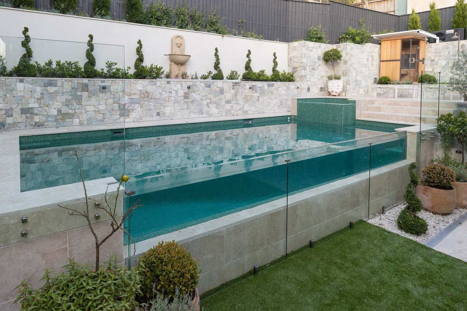 Glass-mosaic pool and spa, Vaucluse