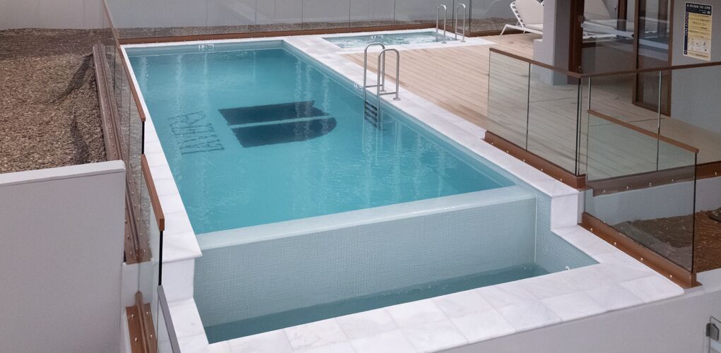 Aerial view of the rooftop pool and deck, La Vera, Macquarie Park
