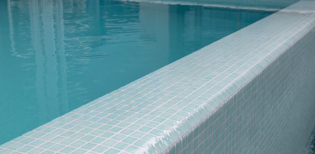 Aqua mosaic tile detail on the raised edge, La Vera, Macquarie Park