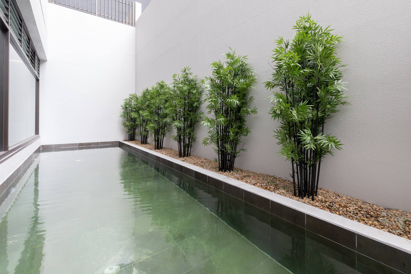 Bamboo-planted water feature, Platinum Apartments Zetland