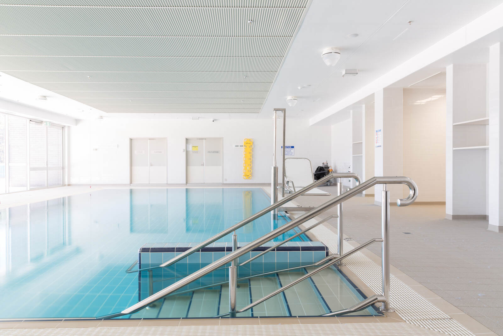 Bright pool hall with full-height windows, Ryde Hospital