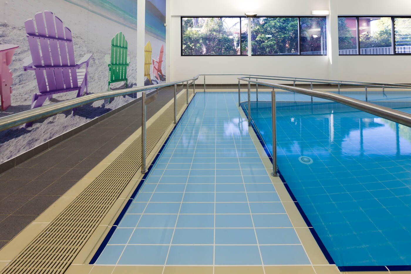 Indoor hydrotherapy pool with ramp access, Shellharbour Private Hospital