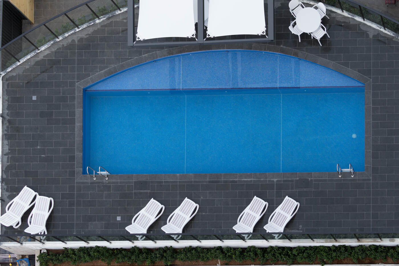 Aerial view of the podium pool, Skyhaus Liverpool