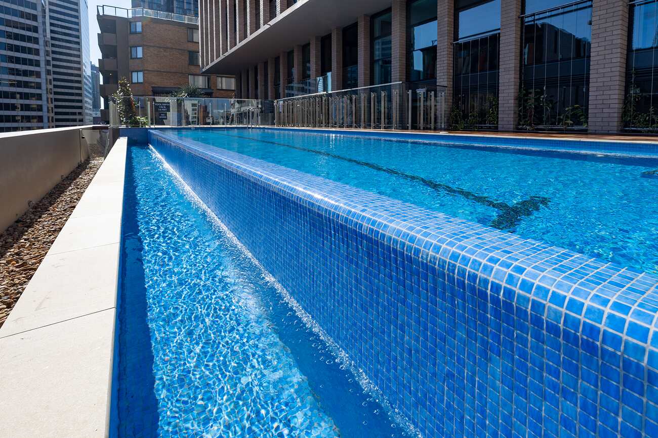 High-rise communal pool and water features, Sussex Street, by Wright Pools