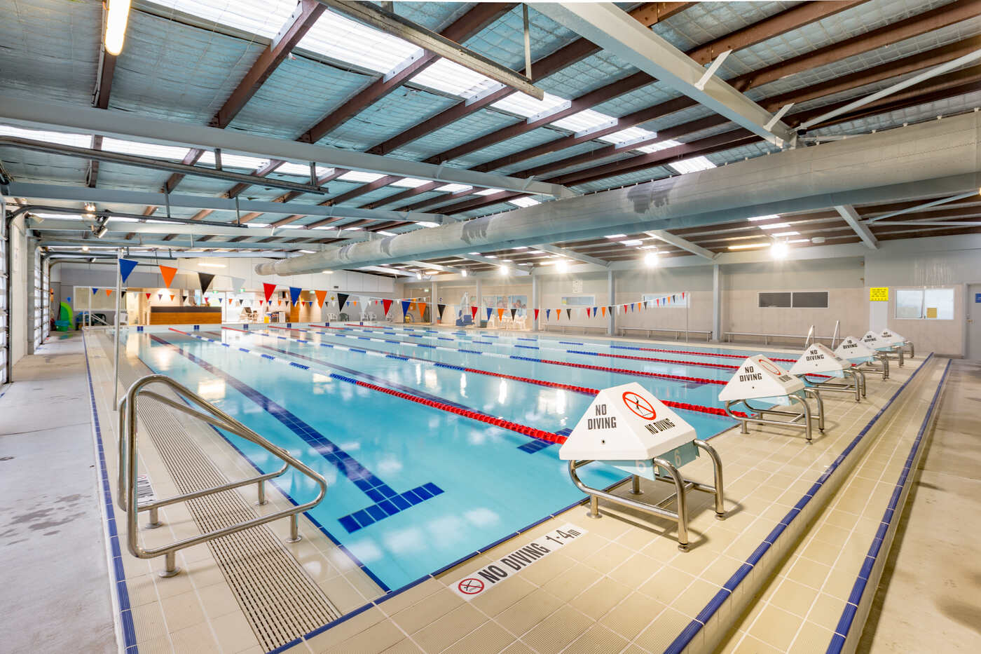 Starting blocks along the competition pool, West Wallsend