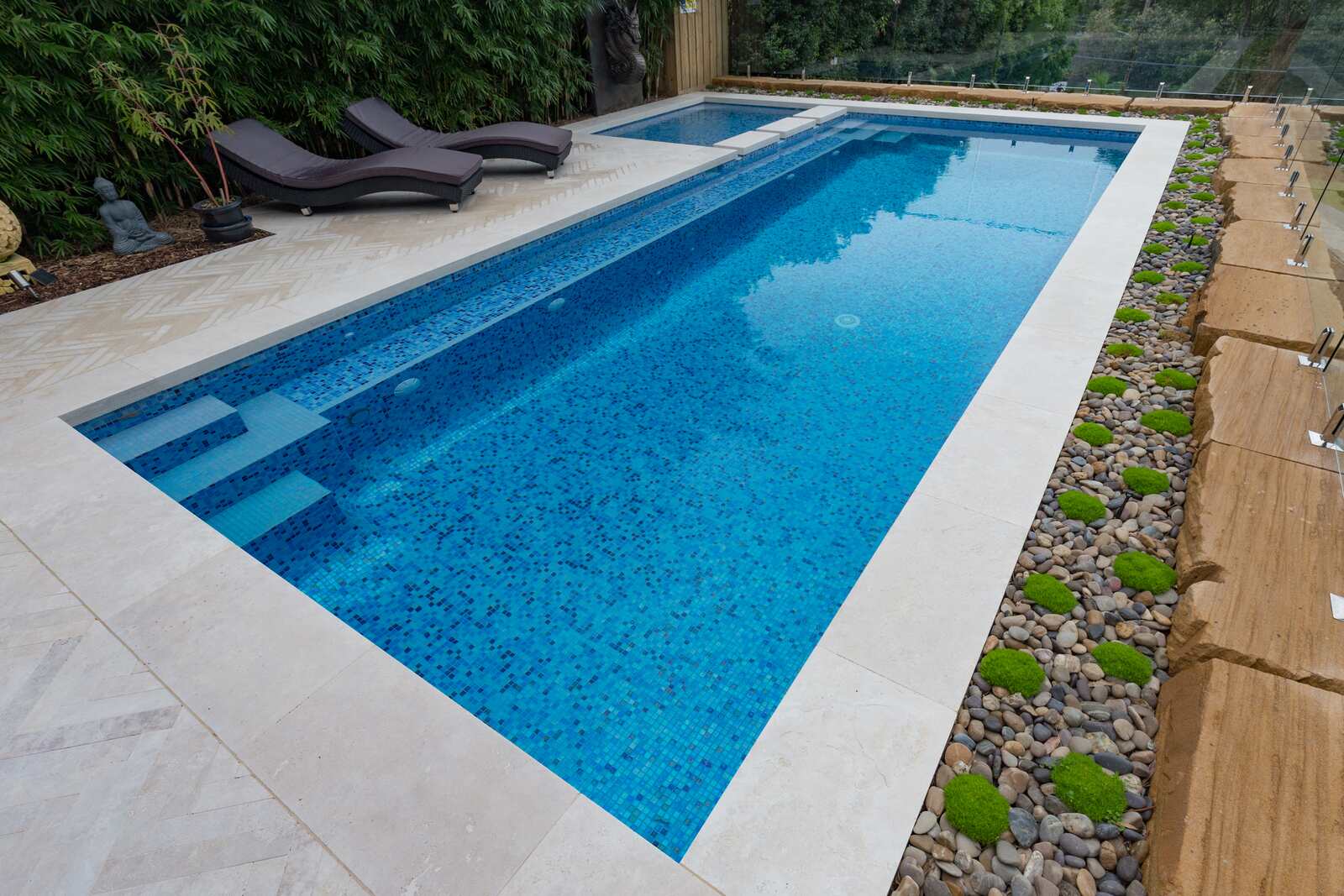 Glass-mosaic pool steps, Mona Vale