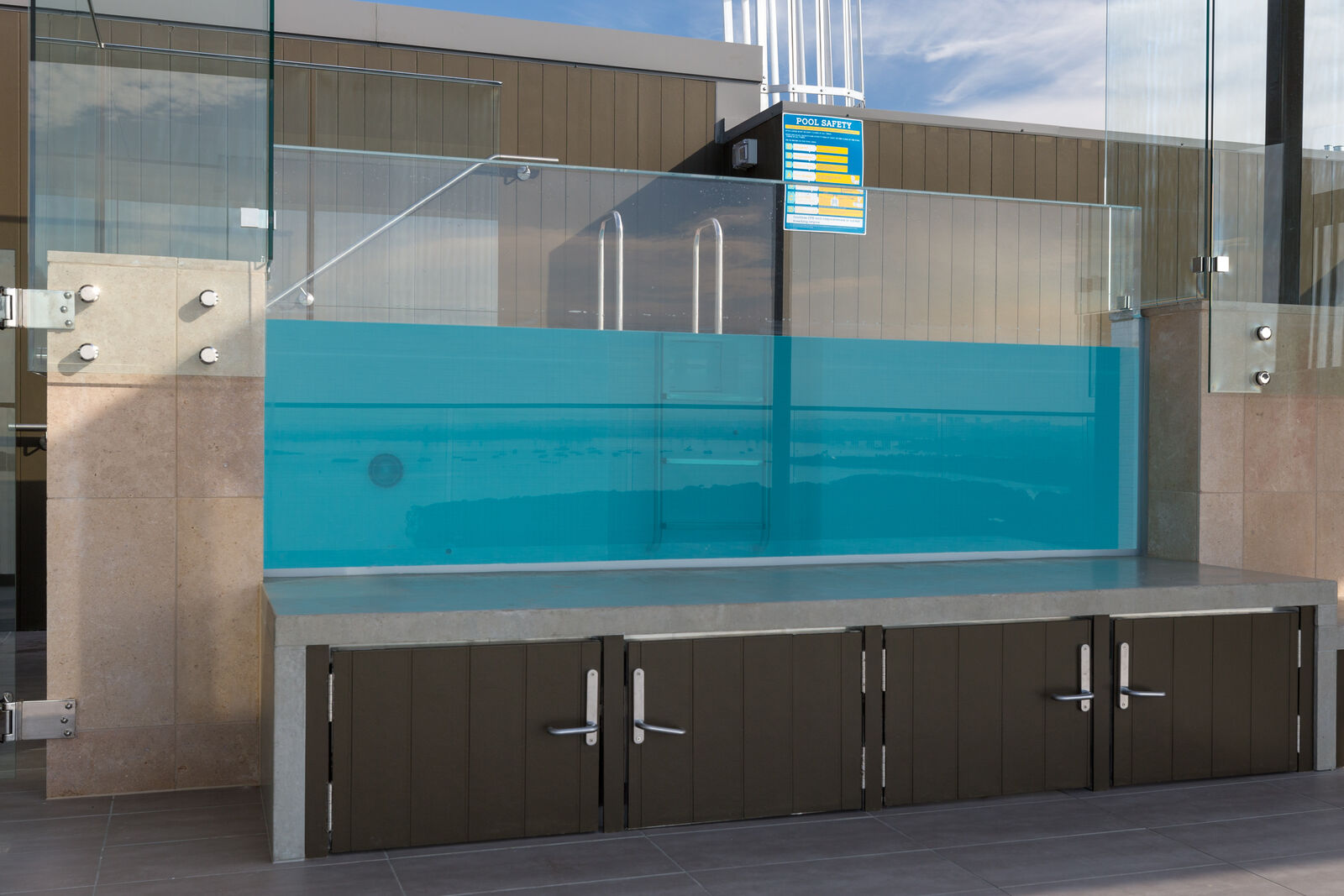 Rooftop pool with clear acrylic viewing window, Woolooware Bay Stage 2