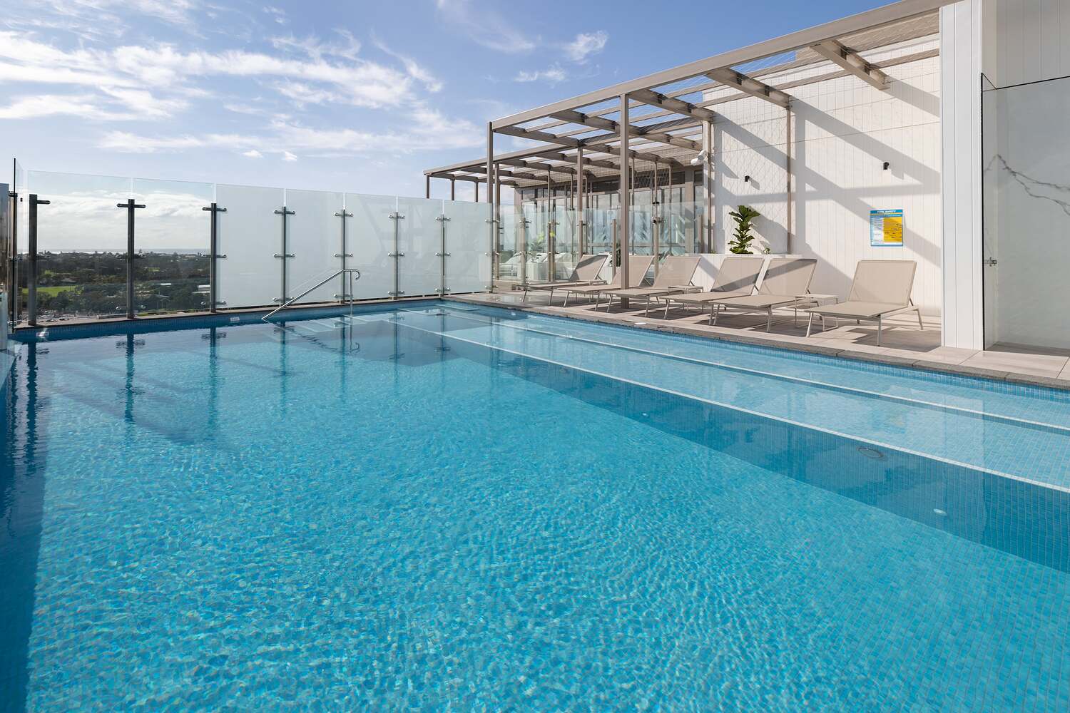 Rooftop pool terrace and sky, Woolooware Bay Stage 3